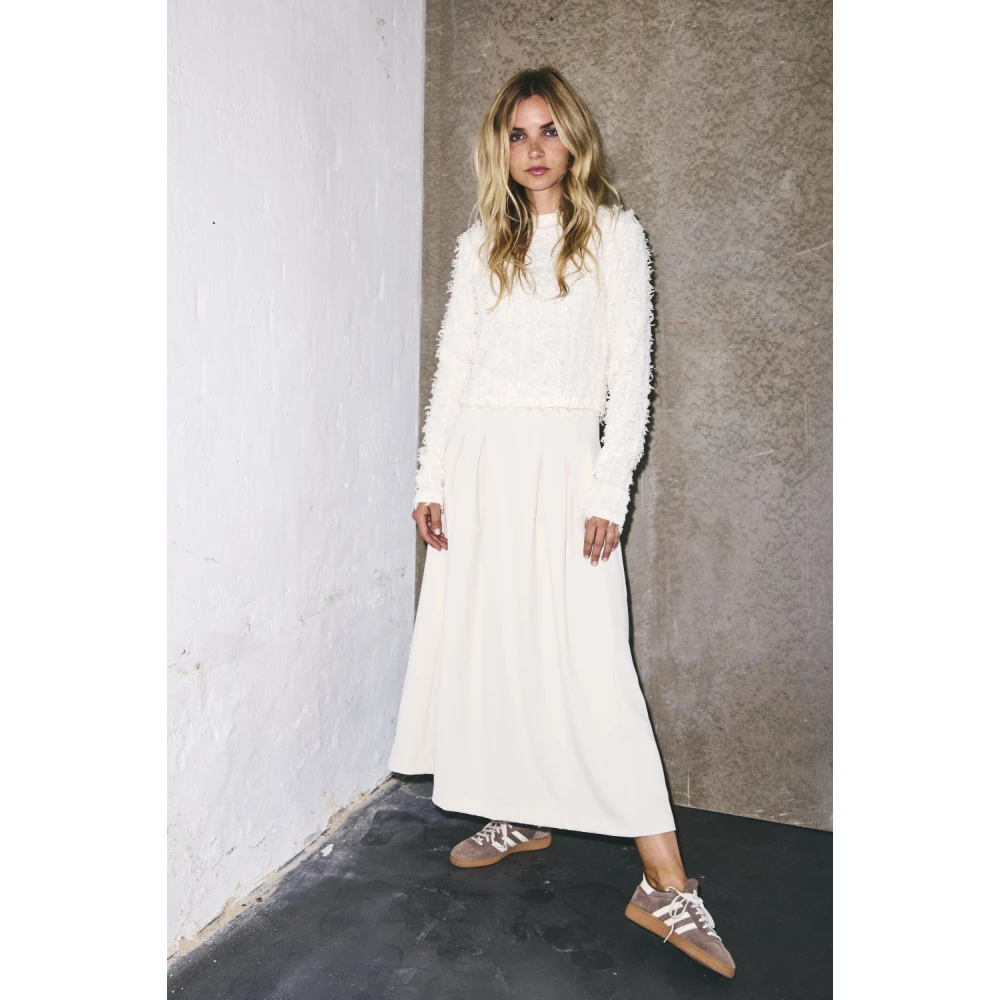 Co'Couture Offwhite Plooirok Lange Rok White Dames