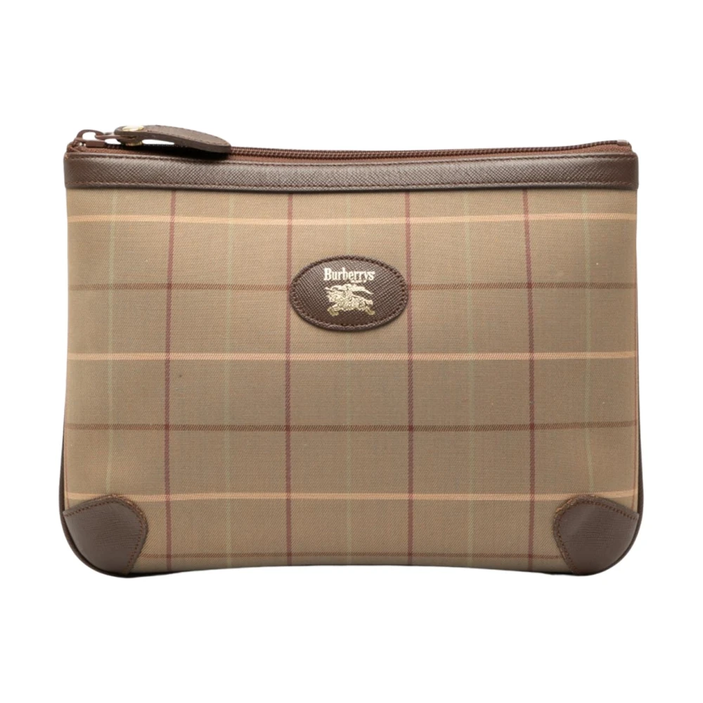Burberry Vintage Women's Brown Pre-Owned Plaid Zip Pouch