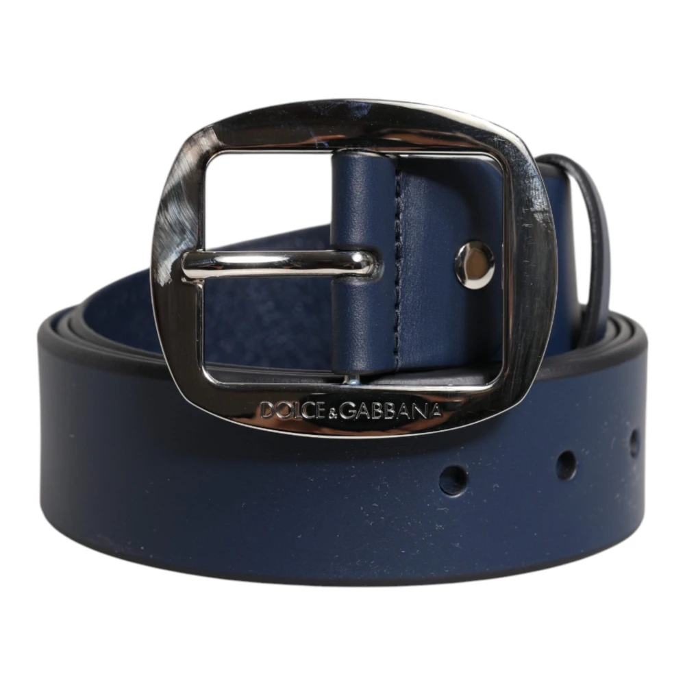 Dolce & Gabbana Mannelijk Blauw Accessoires Heren, One Size, Leer, Klassieke Riem Met Metalen Gesp