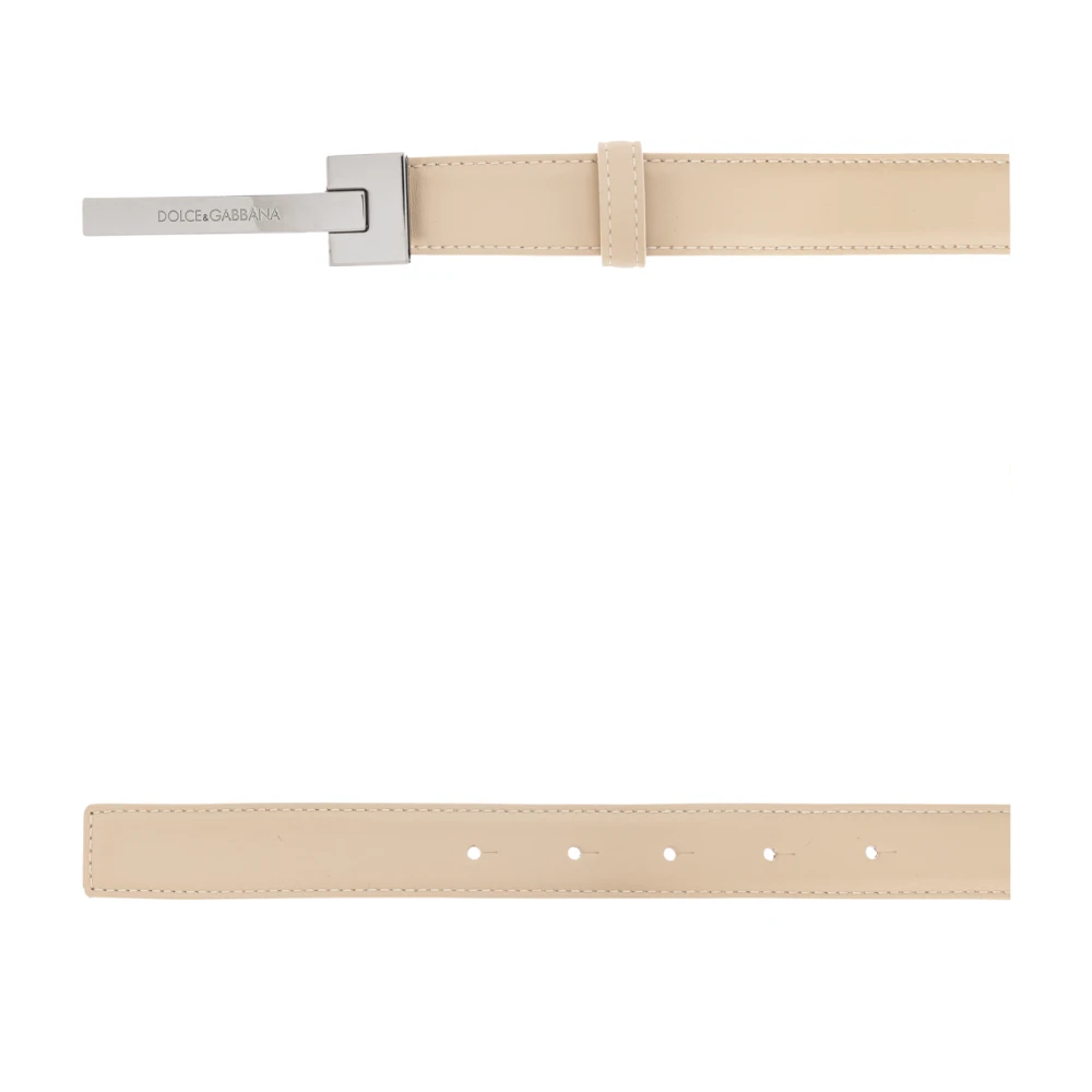 Dolce & Gabbana Leren riem Beige Heren
