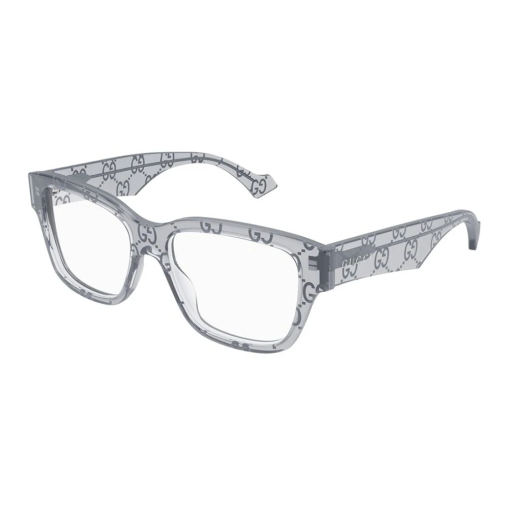 Gucci Men's Gray Rectangle Glasses - Glasses - 55 Mm - Accessories