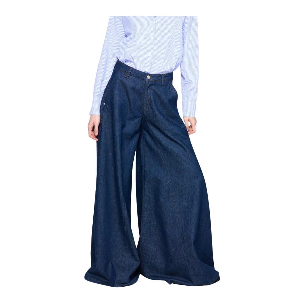 Silvian Heach Hoge taille wijde pijp jeans Blue Dames