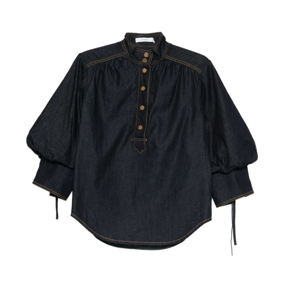 Zimmermann Kvinno Blå Blusar & Skjortor Dam, S, Bomull, Button Bomullsblus