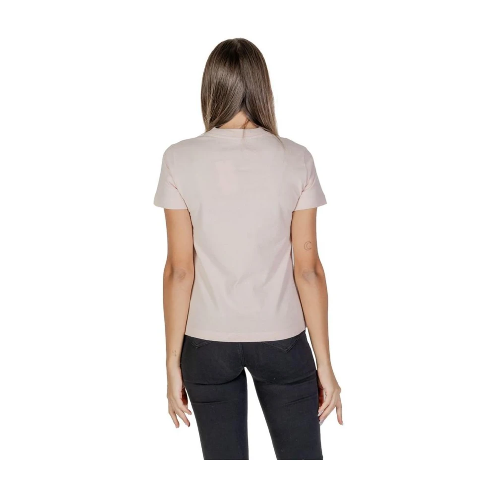 Calvin Klein Jeans Roze Katoenen Logo Tee Crew Neck Pink Dames
