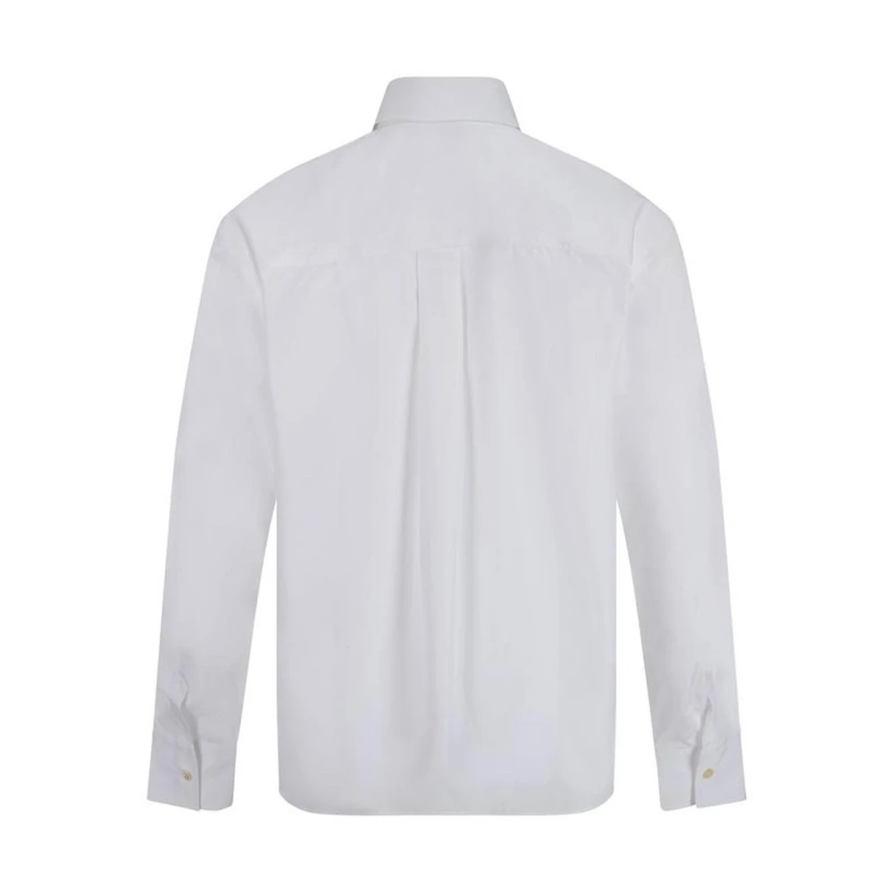 Salvatore Ferragamo Monogram Geborduurd Katoenen Overhemd Klassieke Stijl White Heren