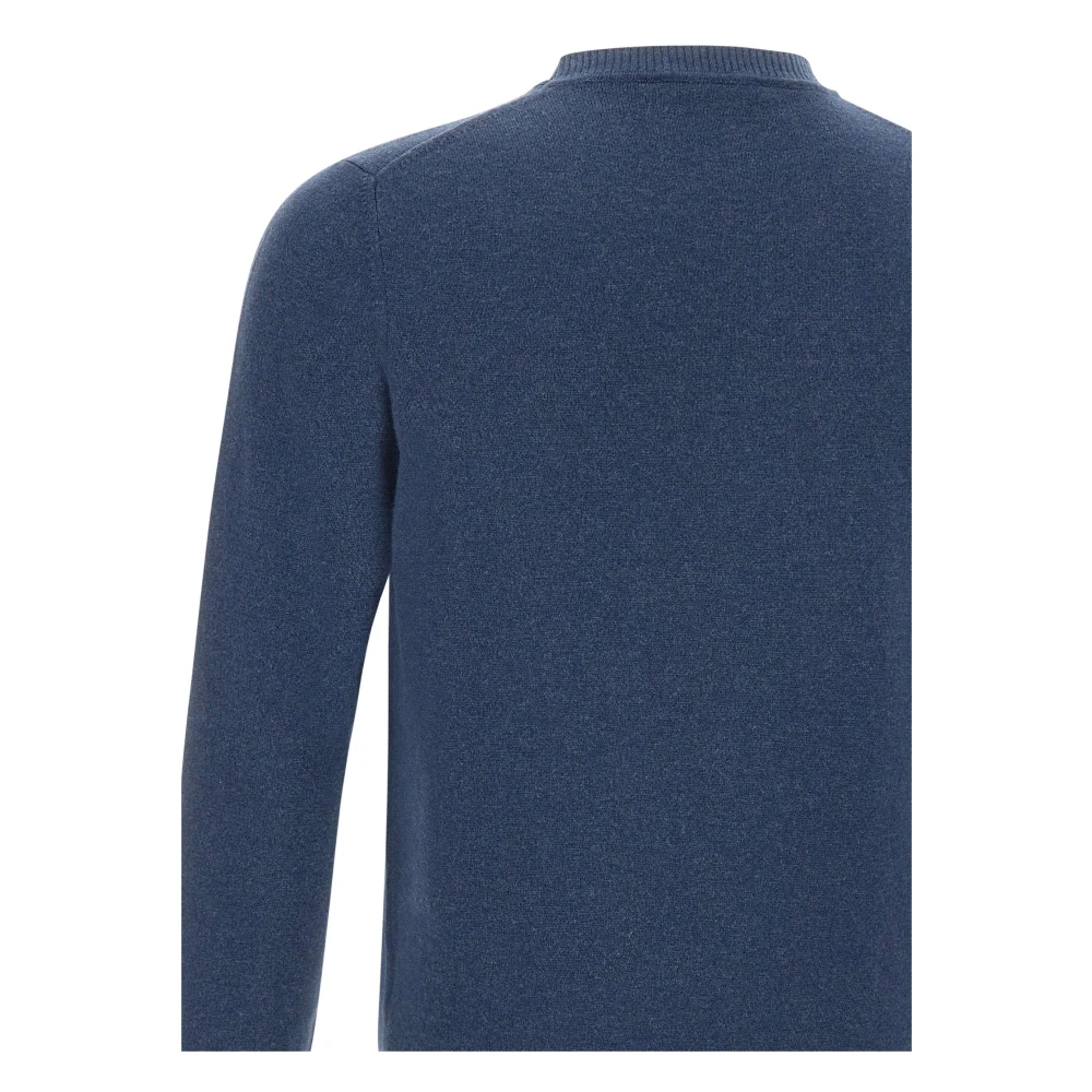 Kangra Blauwe Wol Kasjmier Crew Neck Sweater Blue Heren
