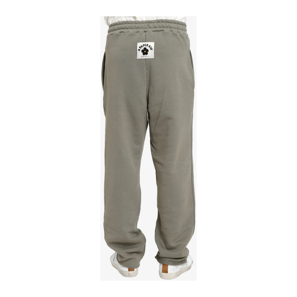 A Paper Kid Groene katoenen sportbroek met elastische tailleband Green Heren