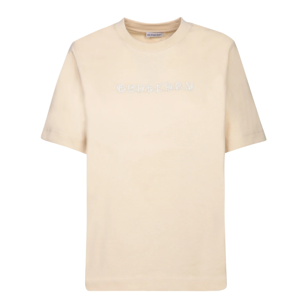 Beige T-skjorte med brodert logo