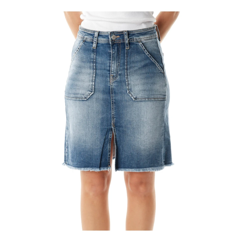 Le Temps Des Cerises Denim Rok met Middelhoge Taille Blue Dames
