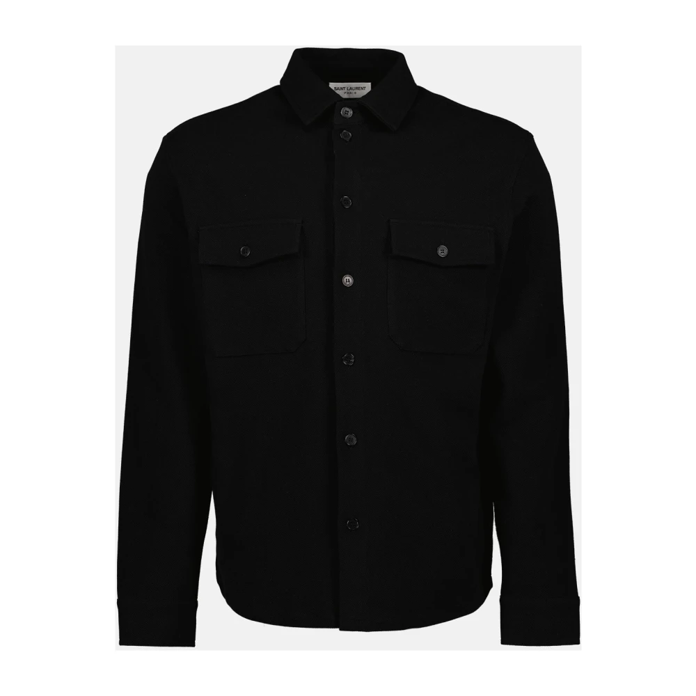 Saint Laurent Oversized Katoenen Piqué Shirt Black Heren