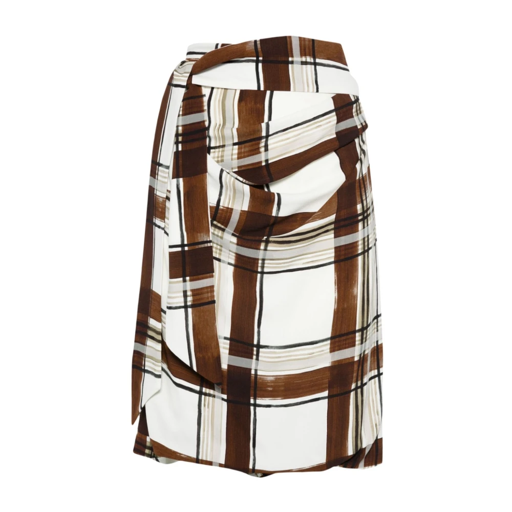 Dries Van Noten Geruite rok met gedrapeerd detail Multicolor Dames