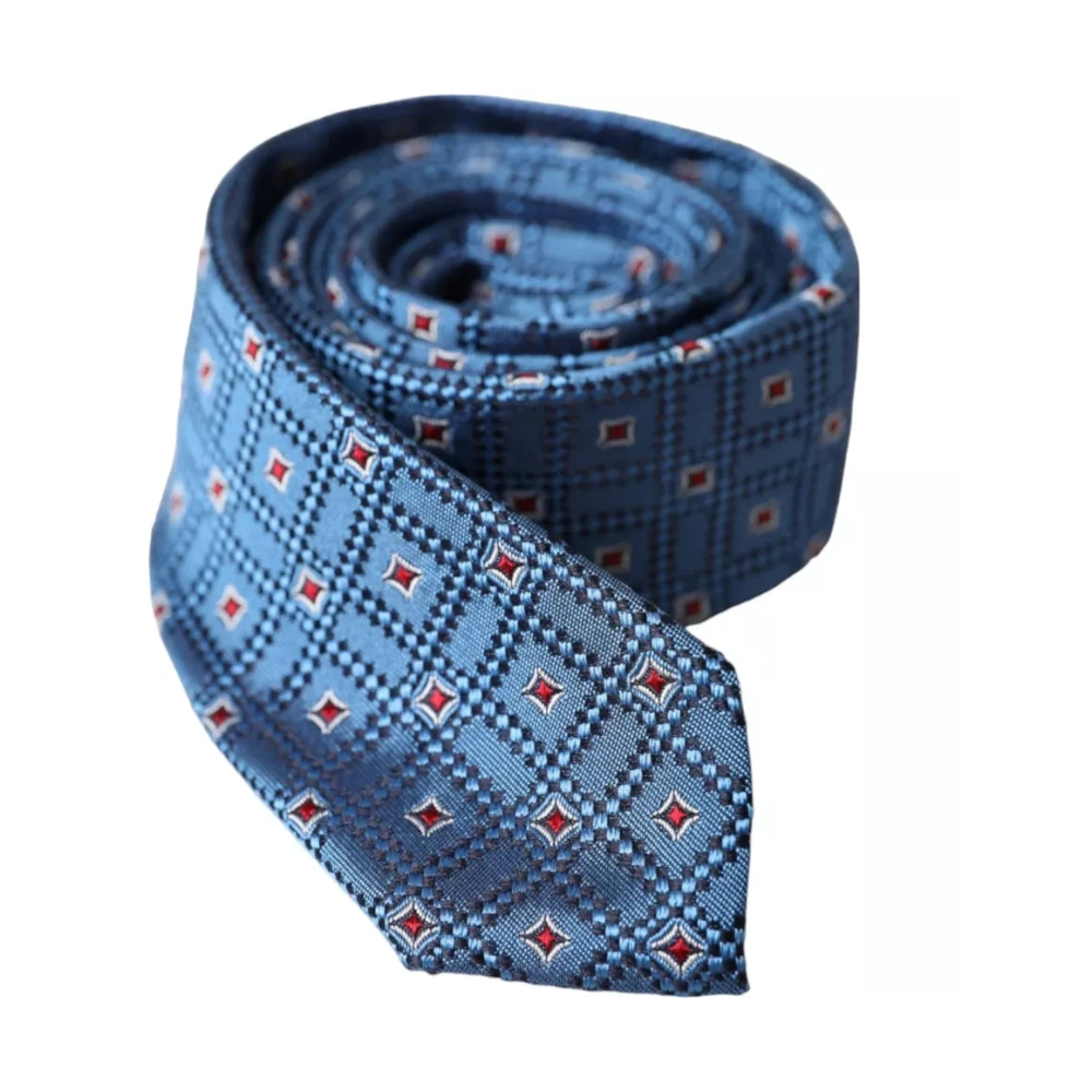 Dolce & Gabbana Blauw patroon zijden verstelbare herenstropdas Blue Heren