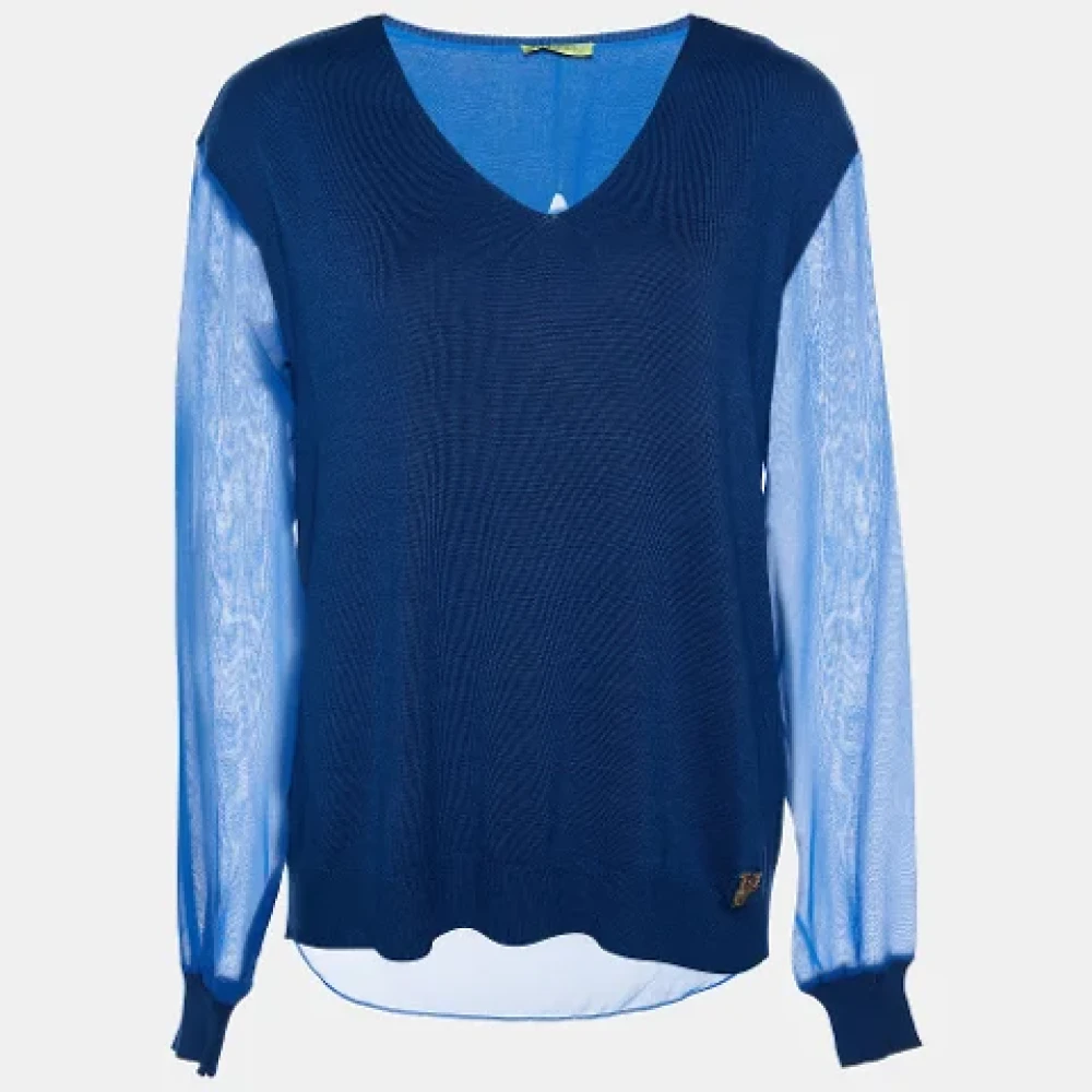 Versace Pre-owned Knit tops Blue Dames