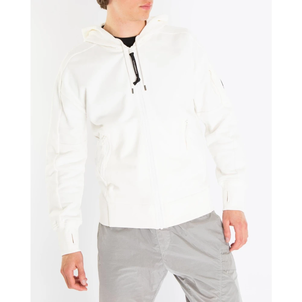 C.P. Company Zip Up Hooded Sweater White Heren