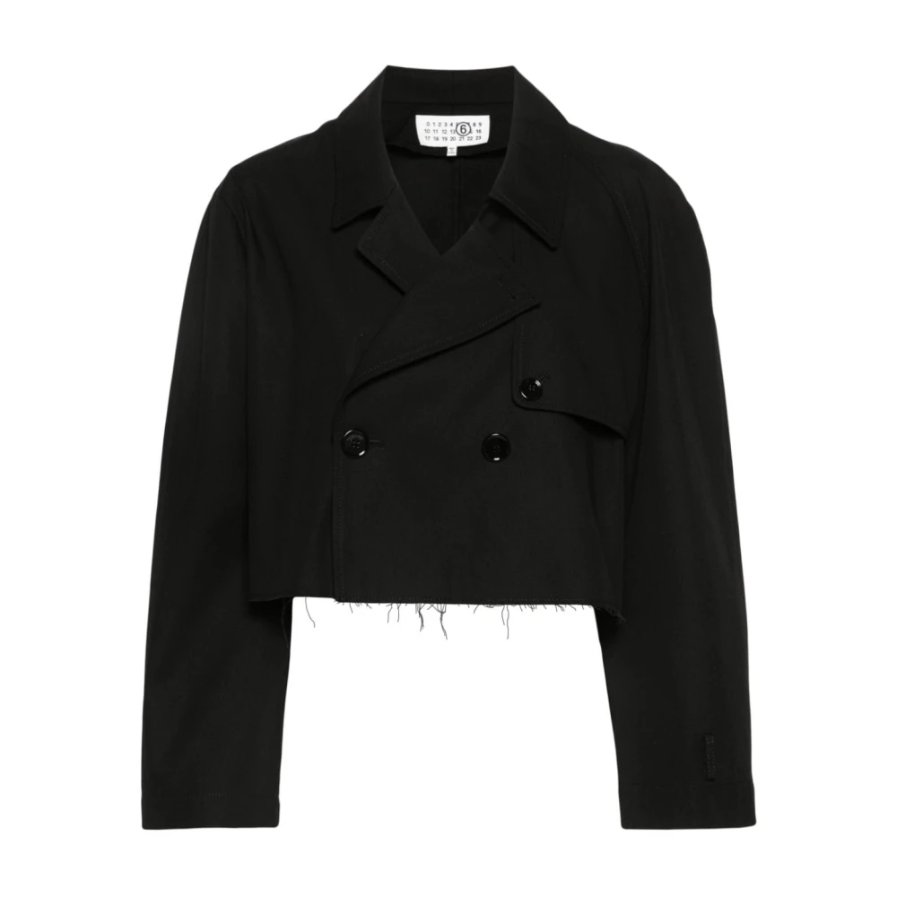 MM6 Maison Margiela Ruw Afgeknipte Trenchjas Black Dames