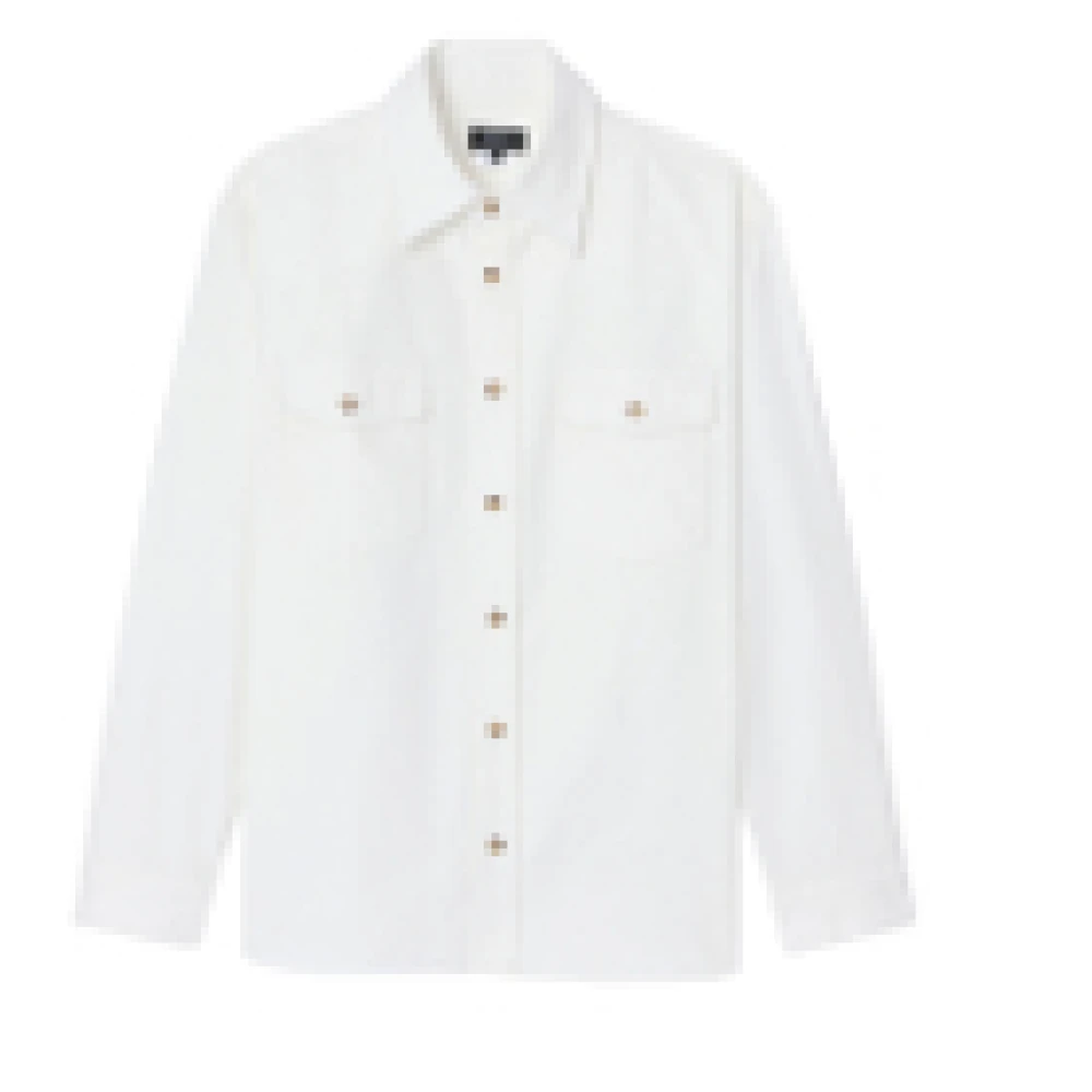 A.p.c. Men's White Casual Shirts, M, Solid-Colour Cotton Overshirt