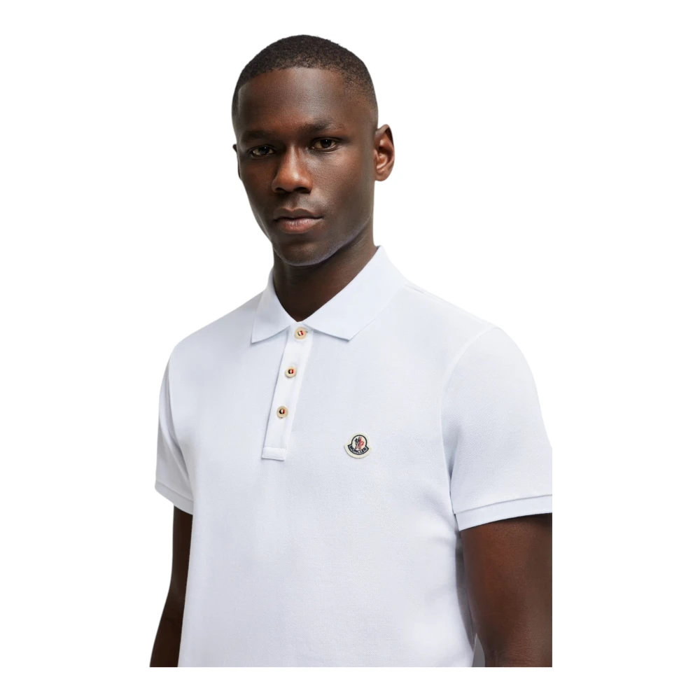 Moncler Logo Patch Polo Shirt White Heren
