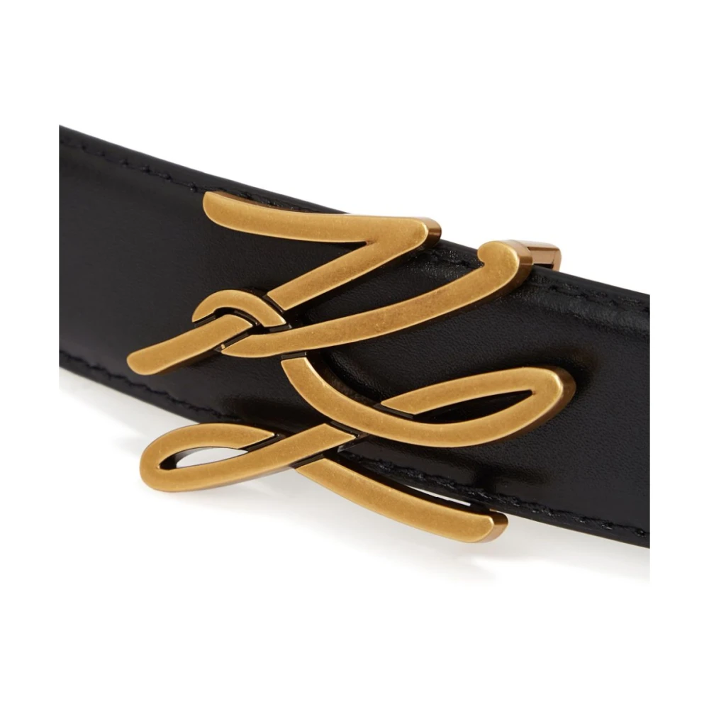 Karl Lagerfeld Zwart Riem Gouden Logo Gesp Black Dames