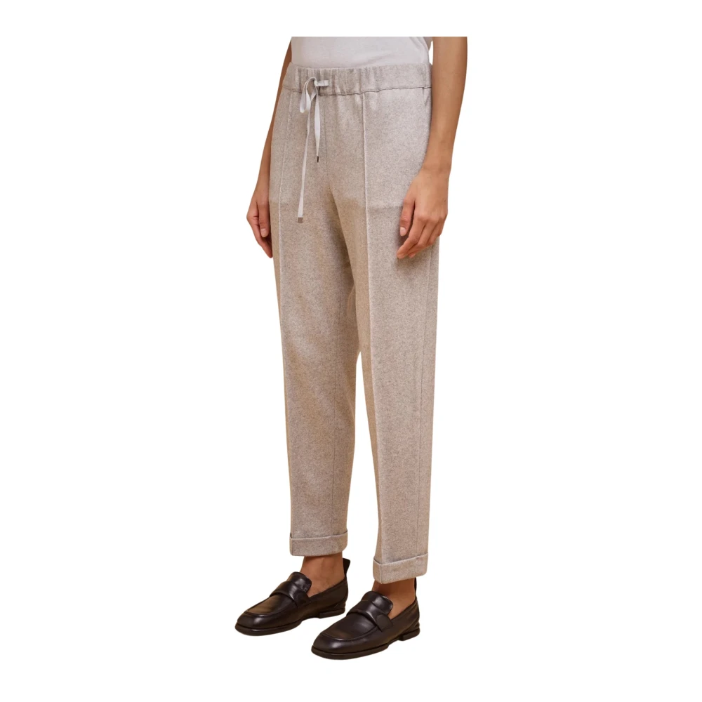 Liviana Conti Lichte Kasjmierbroek met Elastische Taille Gray Dames