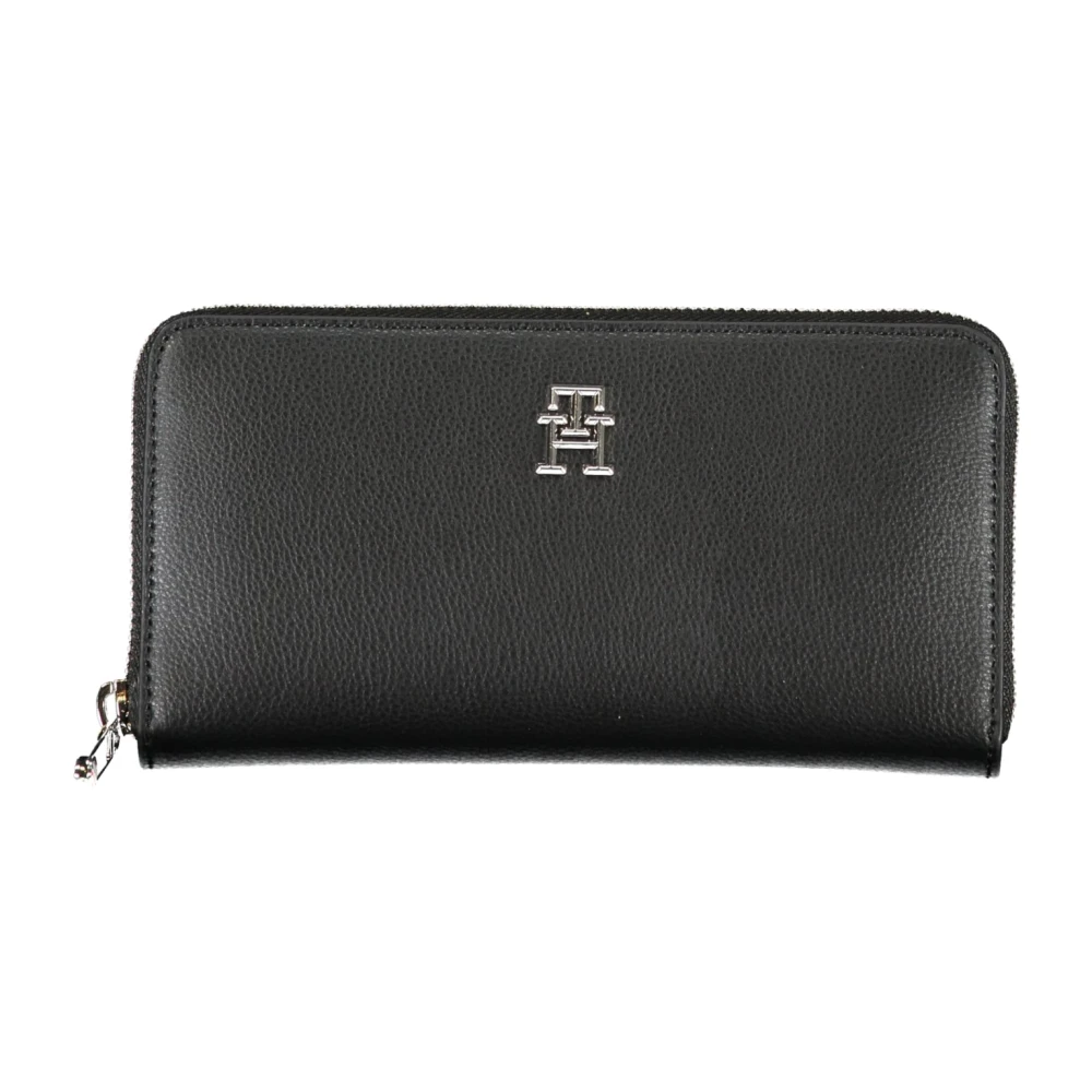 Tommy Hilfiger Damesportemonnee Zwart 5 Compartimenten Rits Sluiting Black Dames