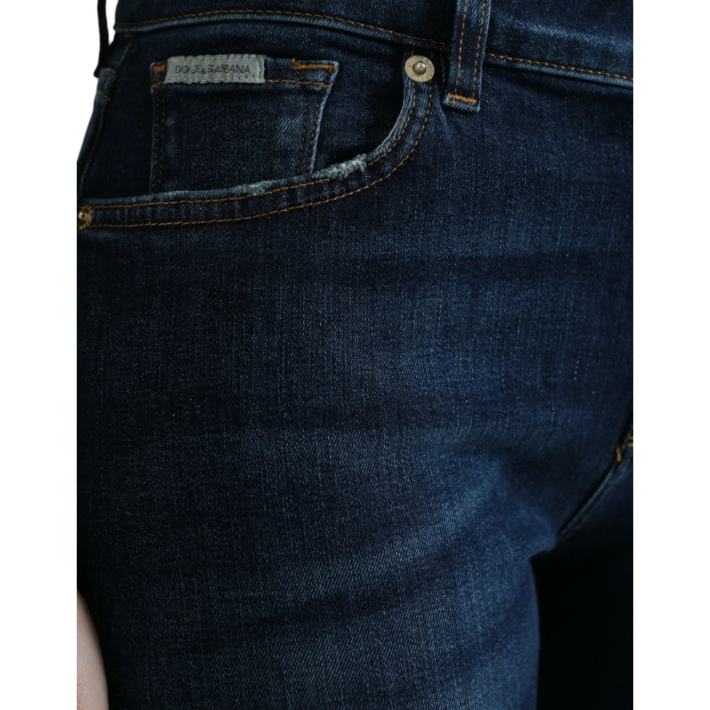Dolce & Gabbana Elegante Donkerblauwe Stretch Jeans Blue Dames