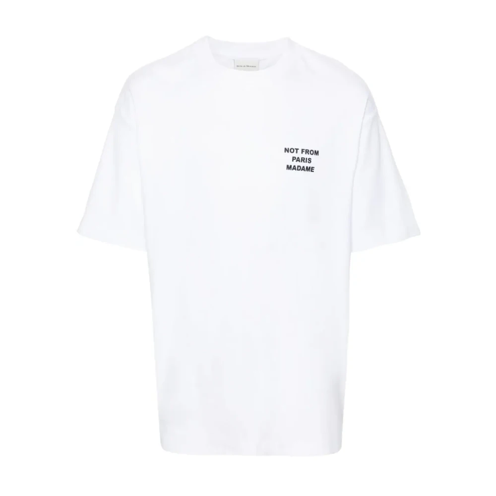 Drole de Monsieur Slogan Print Wit T-shirt White Heren