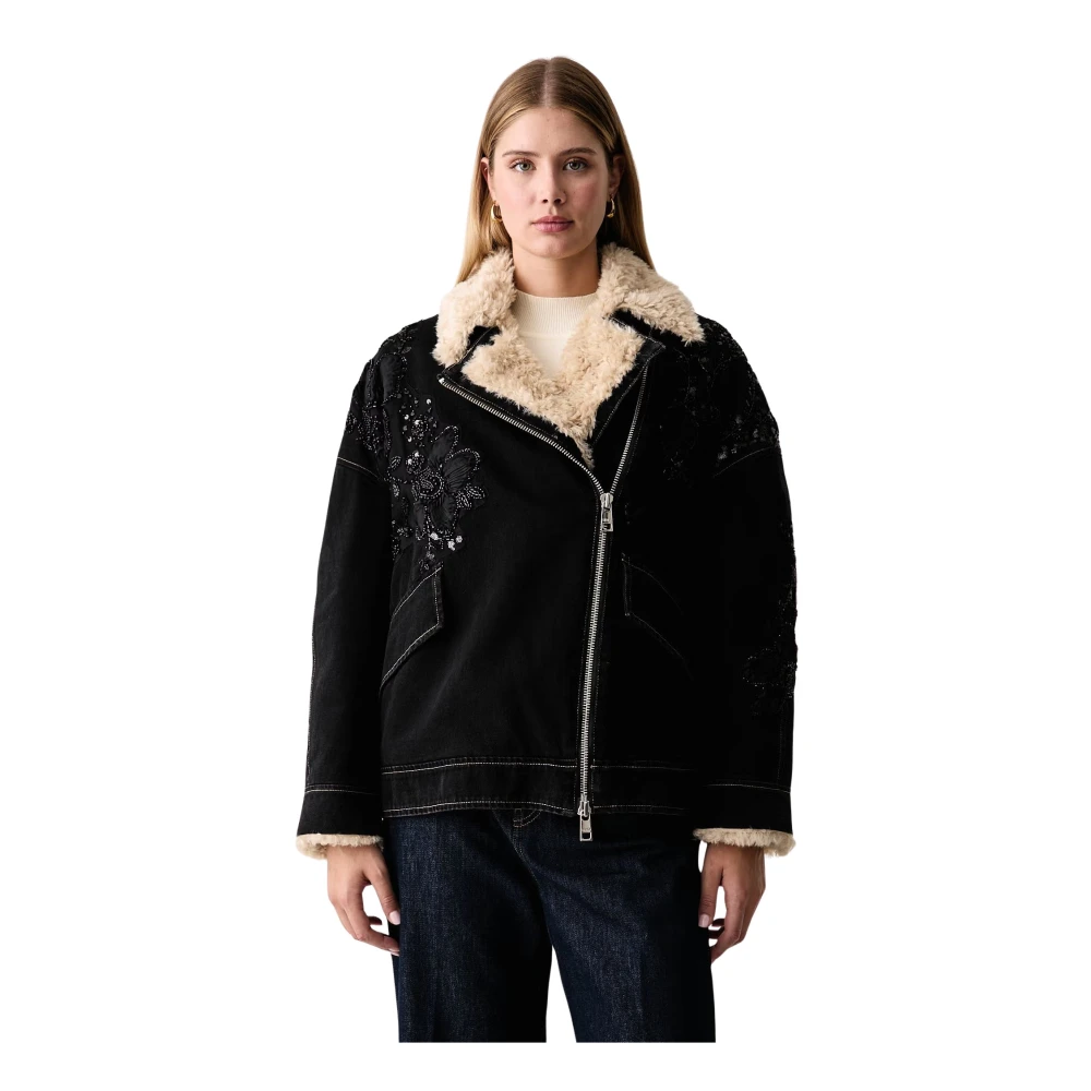 Liu Jo Donna Nero - Giacca In Shearling Dal Taglio Ampio - Jackets - M - Immagine 1