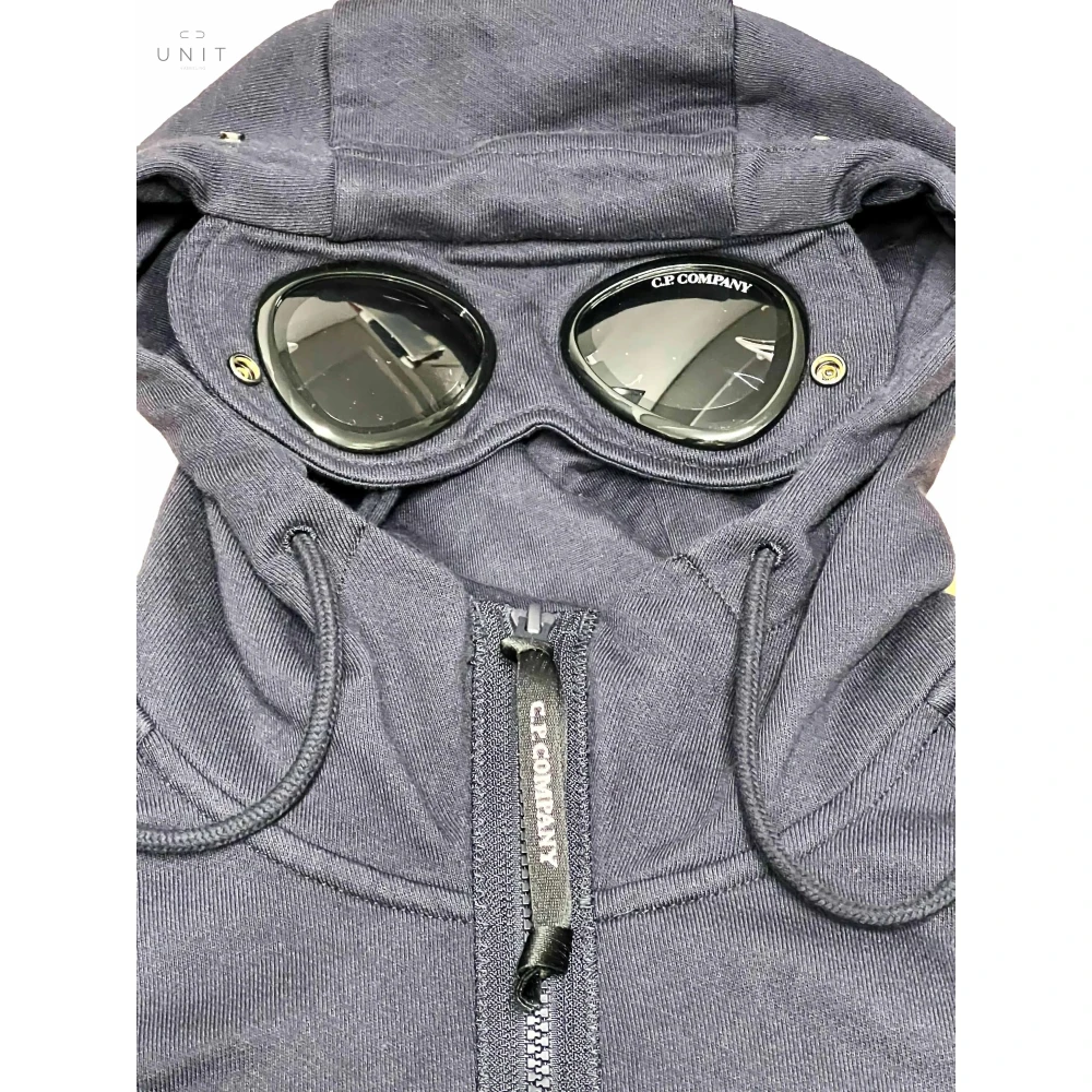 C.P. Company Diagonal Raised Goggle Hoodie Total Eclipse Blue Heren