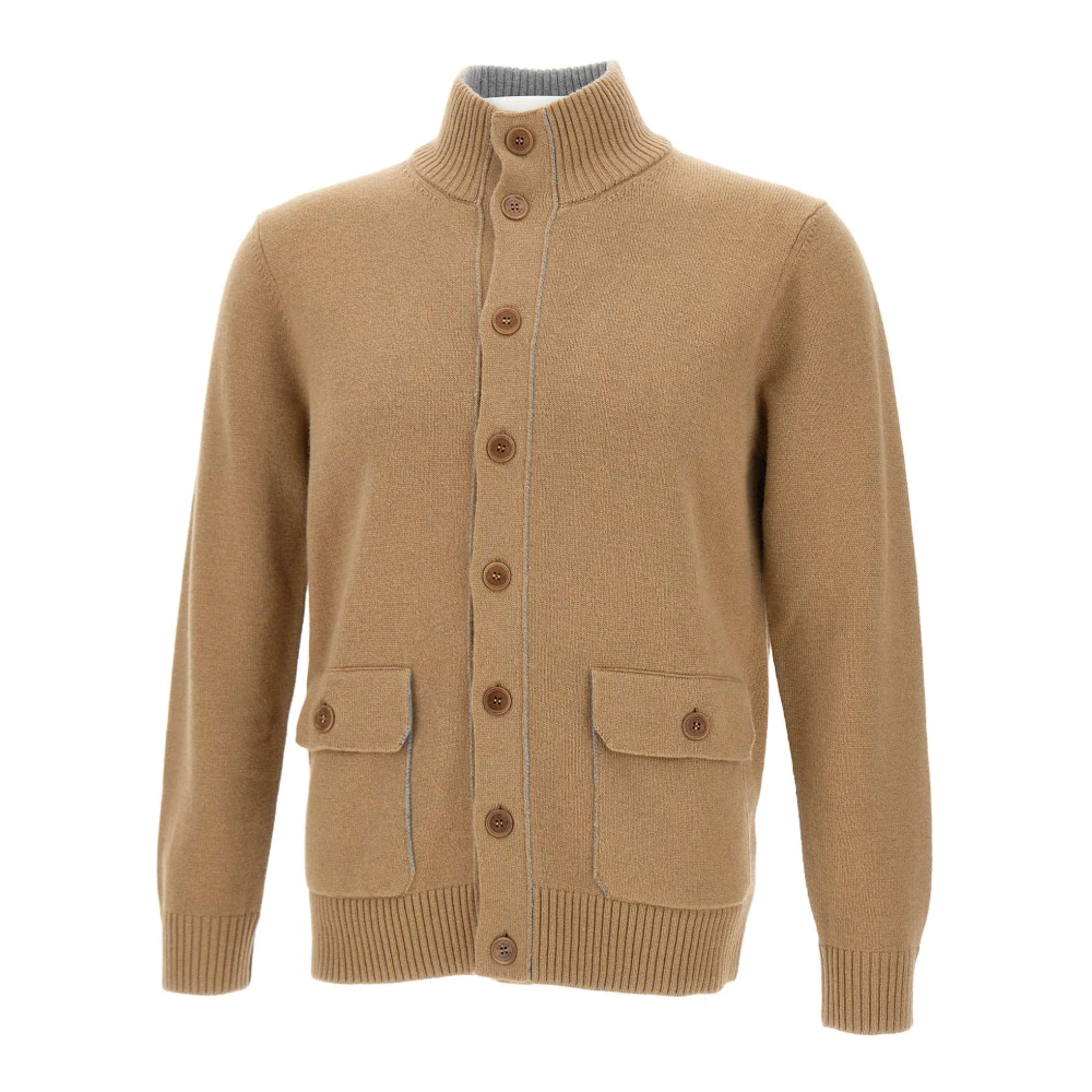 Kangra Bruine Merinowol Vest met Zijde en Kasjmier Brown Heren