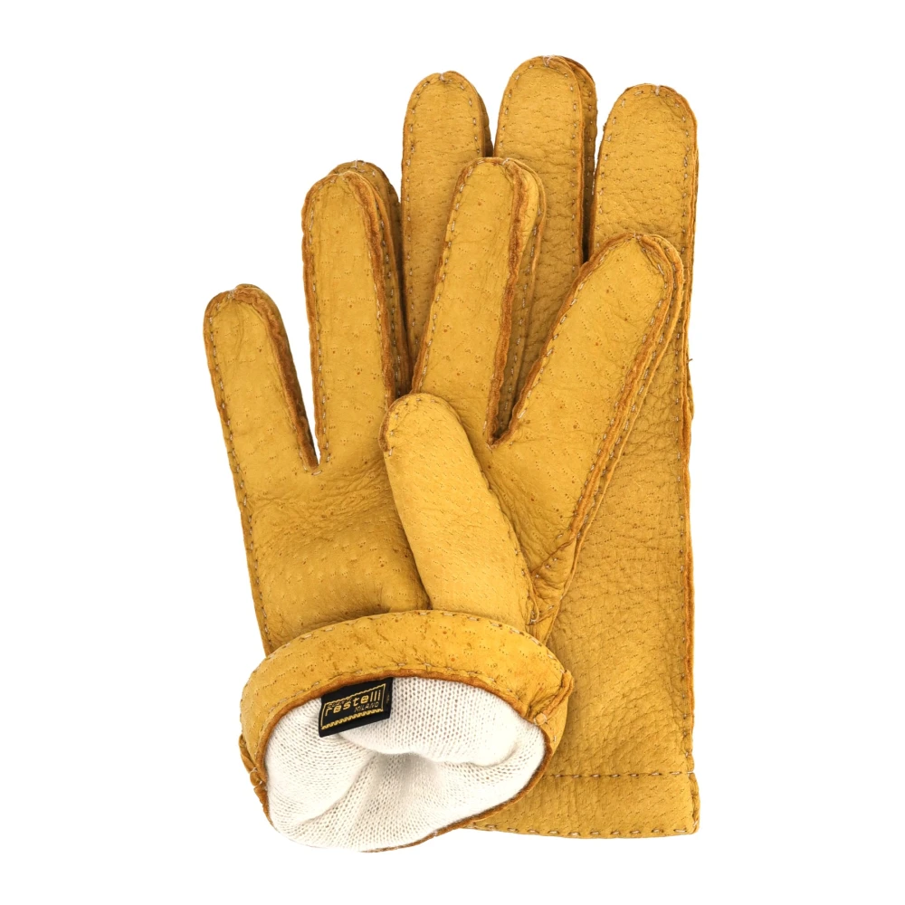 Restelli Guanti Donkergele Cashmere Gevoerde Handschoenen Yellow Unisex