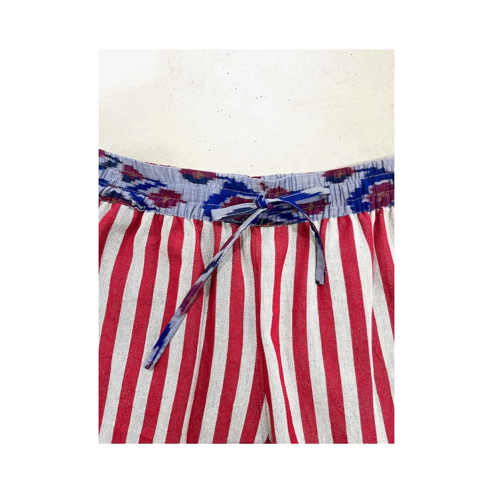 Claramonte Gestreepte katoenen shorts met elastische taille Red Heren