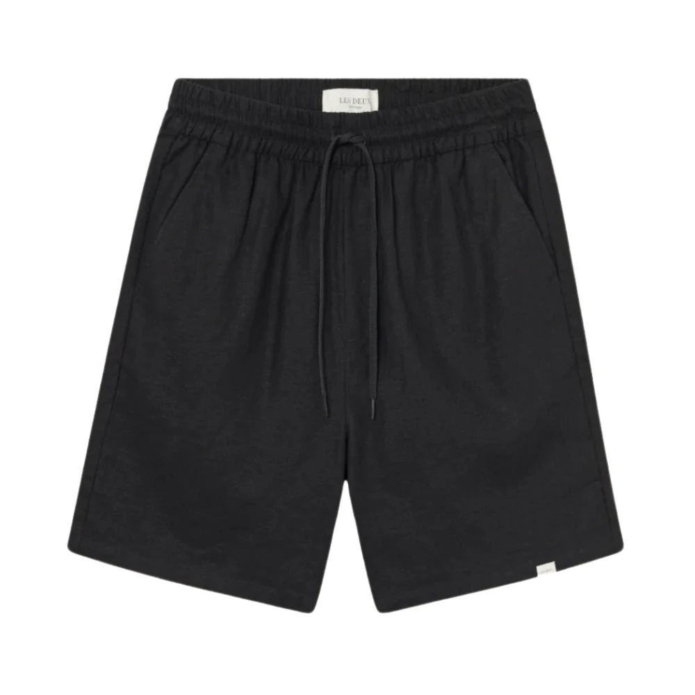 Marineblå Lin Shorts Lettvekt Elastisk Midje