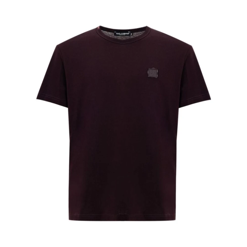 Dolce & Gabbana Men's Purple T-Shirts, Xs, Logo Crew Neck Cotton T-Shirt