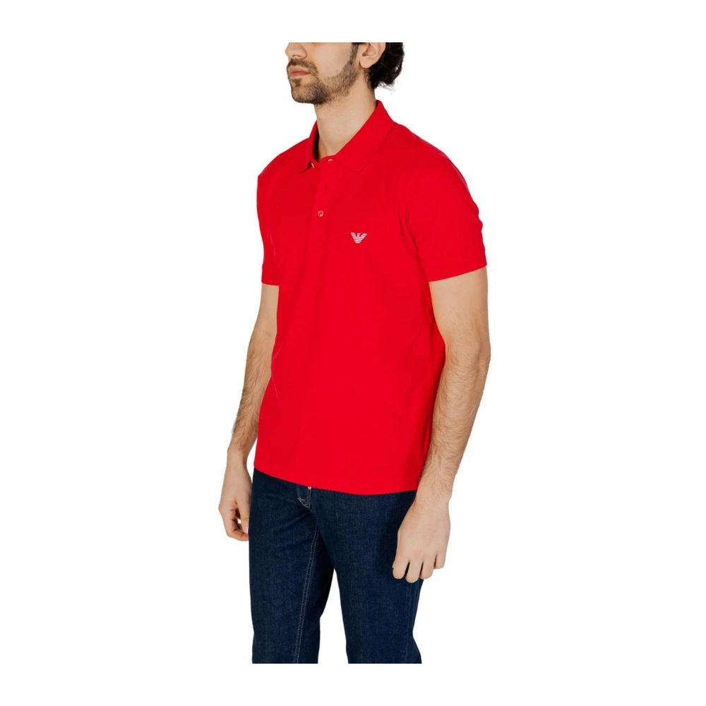 Emporio Armani Katoenmix poloshirt met korte mouwen Red Heren