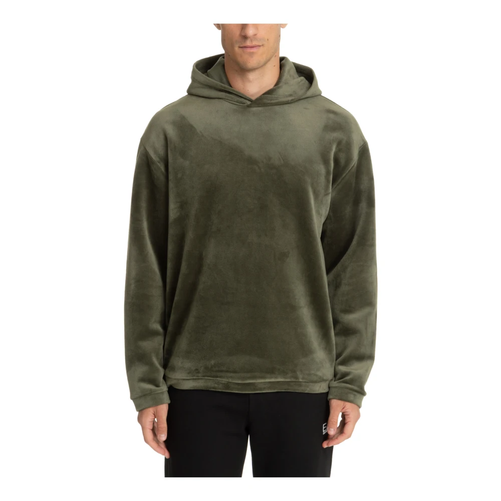 Emporio Armani EA7 Effen Logo Hoodie met Zakken Green Heren