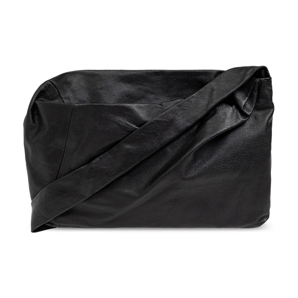 Yohji Yamamoto Leren schoudertas Black Unisex