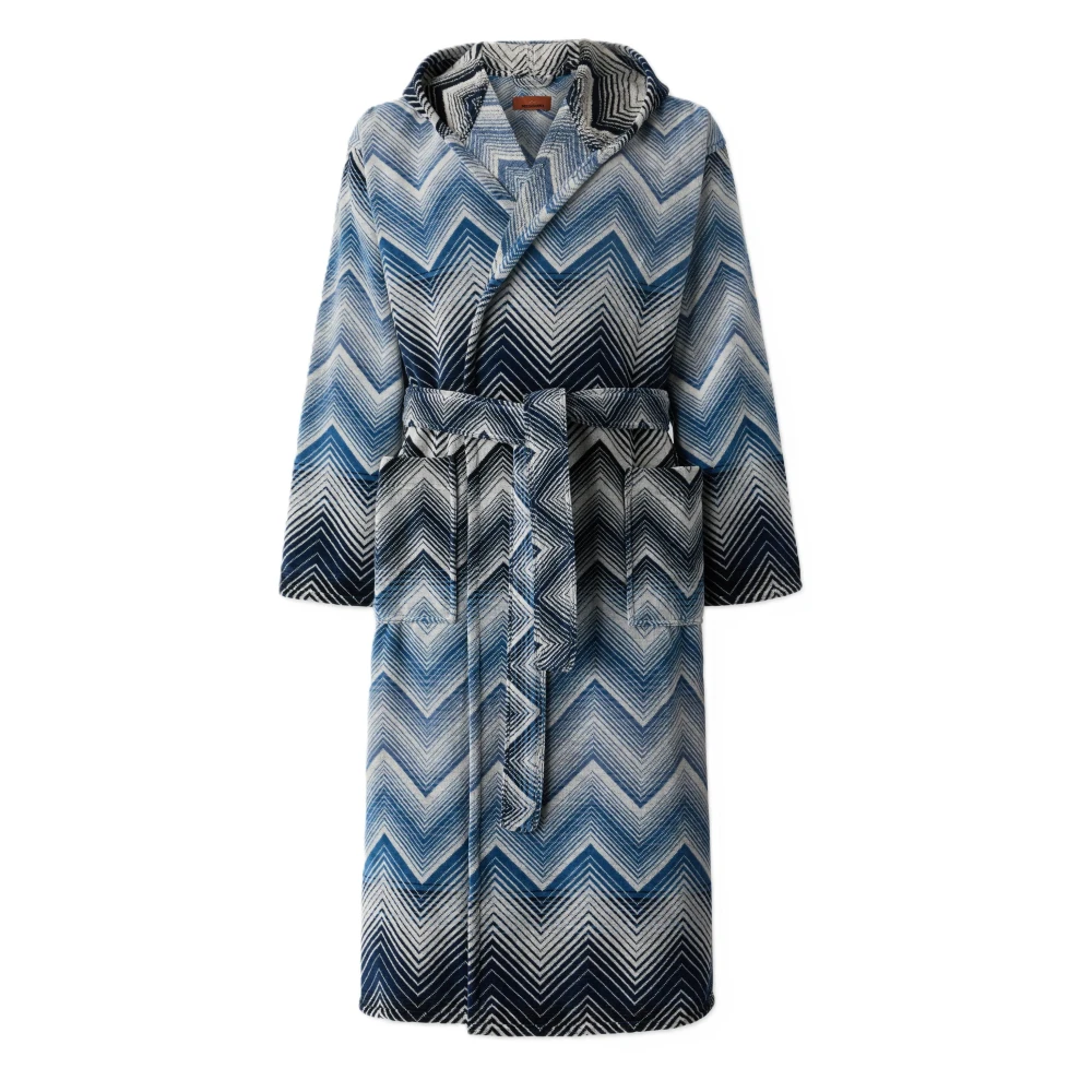Missoni Home Women's Blue Marea Hooded Bathrobe - Robes - L - Nightwear & Lounge