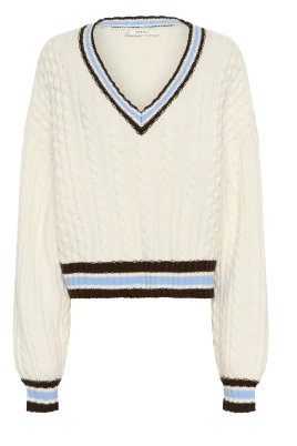 Randig Kabelstickad Pullover