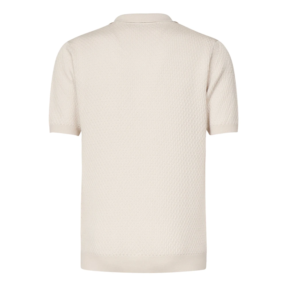 Eleventy Merino Wool Silk Polo Shirt Sand Beige Heren