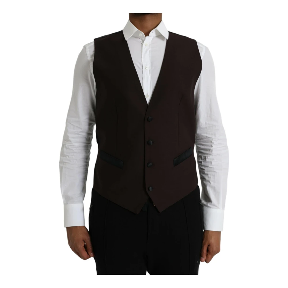 Dolce & Gabbana Men's Brown Wool Formal Dress Vest