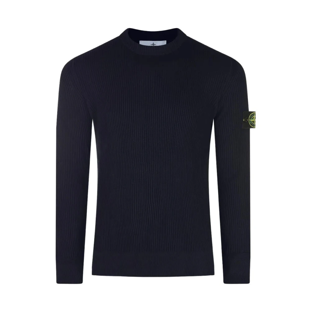 Stone Island Uomo Blu Maglione Girocollo In Lana Vergine - Immagine 5