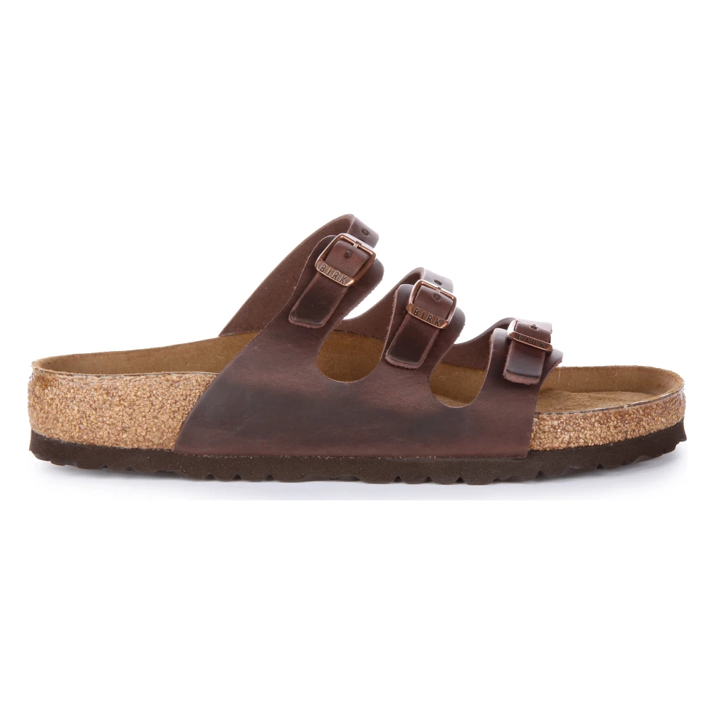 Birkenstock Brown Sliders, Male, 6 Uk, Dark Leather Sandal With Adjustable Straps