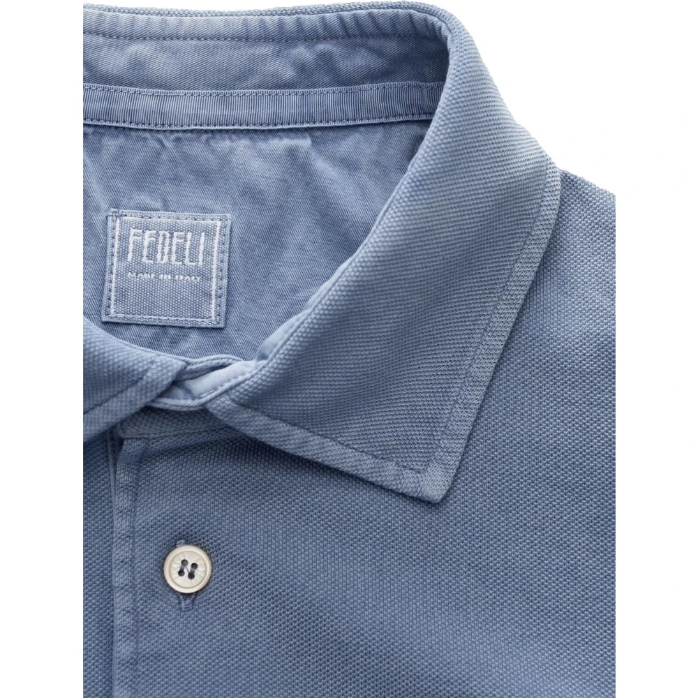 Fedeli Korte Mouw Piqué Polo Blauw Blue Heren