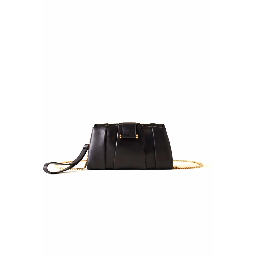 Borbonese Elegante Zwarte Leren Clutch Tas Black Dames