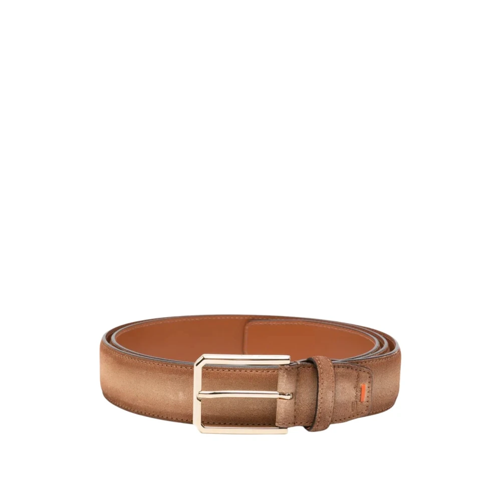 Santoni Men's Brown Suede Adjustable Belt - Belts - 120 Cm - Accessories