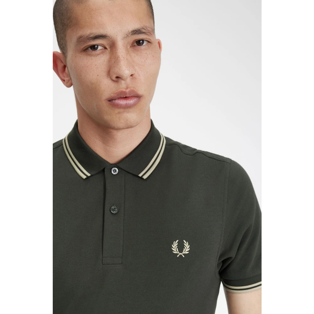 Fred Perry Slim Fit Twin Tipped Polo Green Heren
