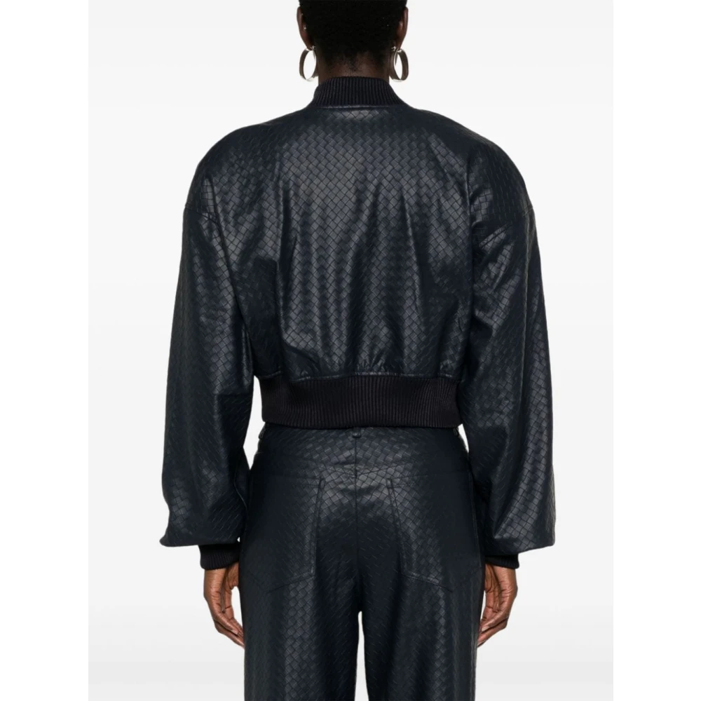 Rotate Birger Christensen Cropped Bomberjack met gevlochten details Blue Dames