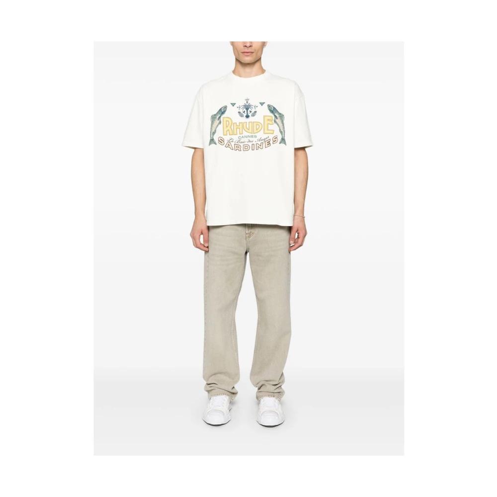 Rhude Wit T-shirt met ronde hals White Heren