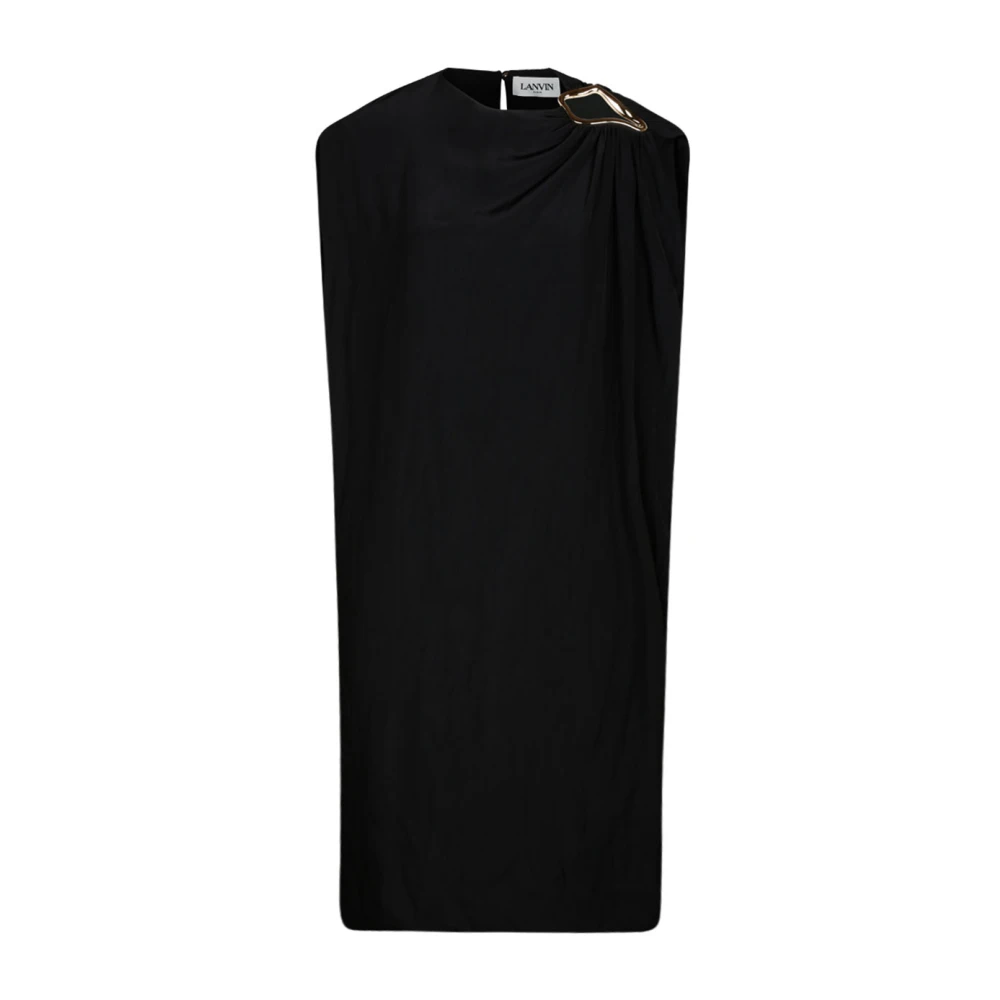 Lanvin Black Short Dresses, Female, 2XS, Ring Detail Midi Dress
