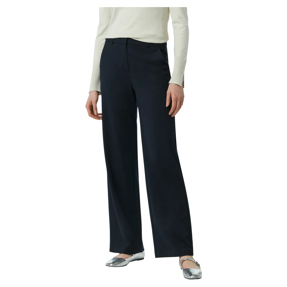 comma Elegante Marlenebroek met zakken en ceintuurlussen Blue Dames